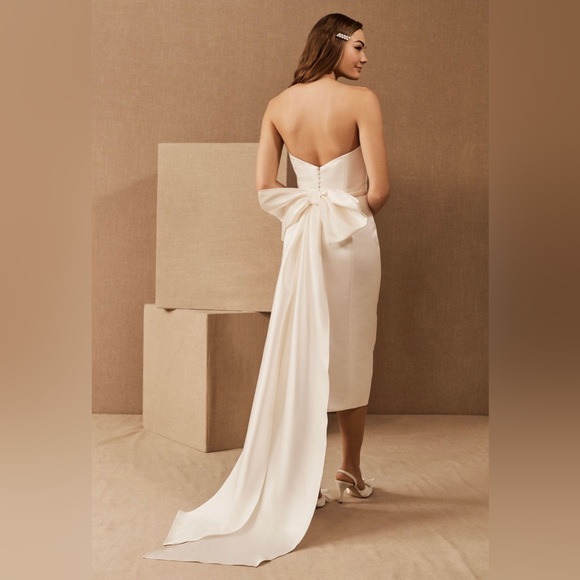 ANTHROPOLOGIE BHLDN AMSALE WILLOW BOW DRESS - SHORTENED - Picture 6 of 8